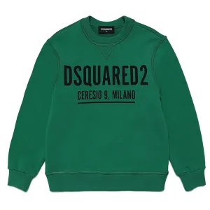Dsquared2 Boys Ceresio Milano Logo Print Sweater Green 4Y