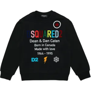 Dsquared2 Boys Logo Print Cotton Sweatshirt Black 10Y #363065