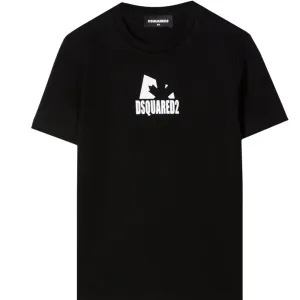 Dsquared2 Boys Logo Print Cotton T-shirt Black 14Y
