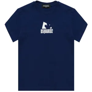 Dsquared2 Boys Logo Print Cotton T-shirt Navy 12Y