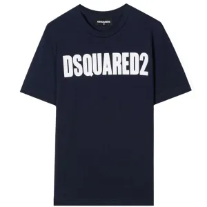 Dsquared2 Boys Logo Print Cotton T-shirt Navy 4Y