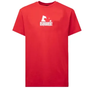 Dsquared2 Boys Logo Print Cotton T-shirt Red 10Y #363230