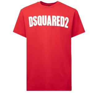 Dsquared2 Boys Logo Print Cotton T-shirt Red 16Y