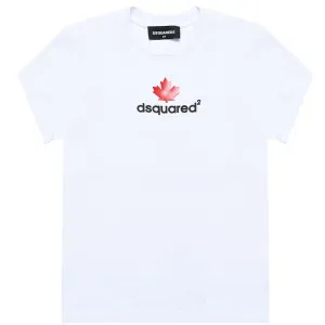 Dsquared2 Boys Logo Print Cotton T-shirt White 12Y #363308