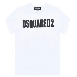 Dsquared2 Boys Logo Print Cotton T-shirt White 16Y