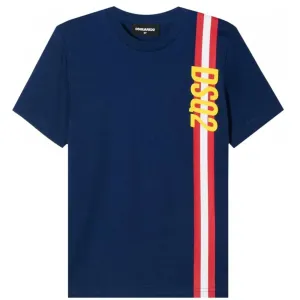 Dsquared2 Boys Stripe Cotton T-shirt Blue 6Y