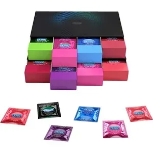 Durex Amor y deseo Condoms Surprise Mix & Love Collection Set 70 condones + 2 estuches: Durex Pleasuremax 20 uds. + Durex sensación real Classic 14 ud