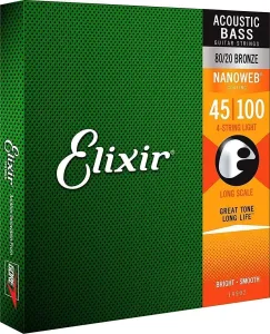 Elixir 14502 Anti-Rust Nanoweb Cuerdas de bajo acústico