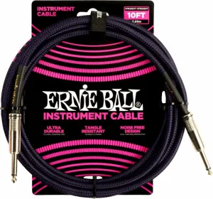 Ernie Ball Braided Straight Straight Inst Cable Negro-Violeta 3 m Recto - Acodado