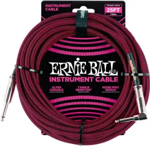Ernie Ball P06062 Negro-Rojo 7,5 m Recto - Acodado Cable de instrumento