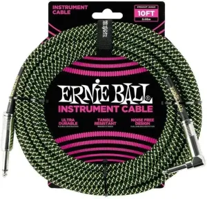 Ernie Ball P06077-EB Negro-Verde 3 m Recto - Acodado