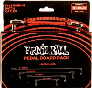 Ernie Ball Flat Ribbon Patch Cables Pedalboard Rojo 15 cm-30 cm-60 cm-7,5 cm Angulado - Angulado