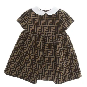 Fendi Baby Girls Ff Print Dress Brown 3M