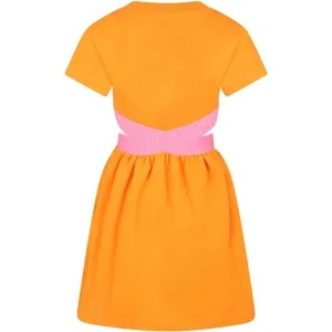 Fendi Girls FF Cut Out Dress Orange 8Y