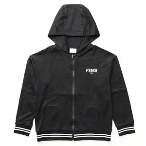 Fendi Boys FF Logo Zip-up Hoodie Black 10Y