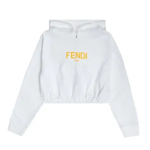 Fendi Girls Hoodie Logo White 10Y