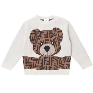 Fendi Baby Unisex Teddy Bear Sweater Beige 24M #367221