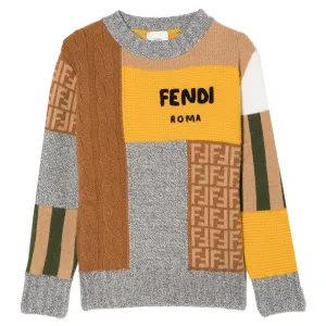 Fendi Boys FF Wool Jumper Brown 10A
