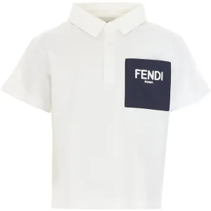 Fendi Boys Pocket Logo Polo White 12Y