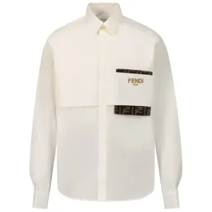 Fendi Boys FF Logo Pocket Shirt White 10Y