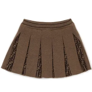 Fendi Baby Girls FF Print Knit Skirt Brown 24M