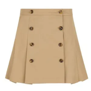 Fendi Girls Button Detailed Pleated Skirt Beige 10Y