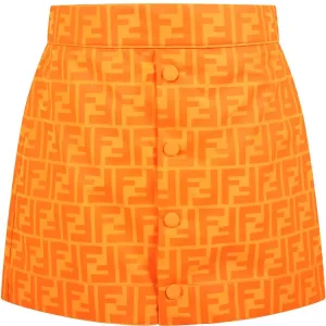Fendi Girls FF Logo Skirt Orange 14Y
