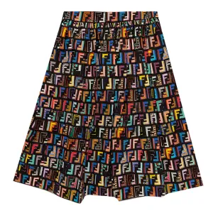 Fendi Girls FF Poplin Skirt Multicolour 10Y Black