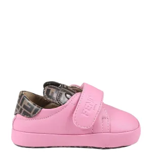 Fendi Baby Girls Teddy & FF Print Sneakers IV Pink #731998