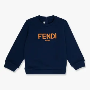 Fendi Baby Boys Logo Sweatshirt Navy Blue 12M