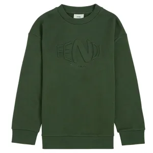 Fendi Boys Embossed Logo Sweater Green 10Y