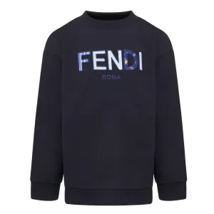Fendi Kids Unisex Logo Sweater Navy 10Y