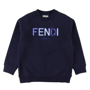 Fendi Unisex Kids Logo Sweater Navy 4Y
