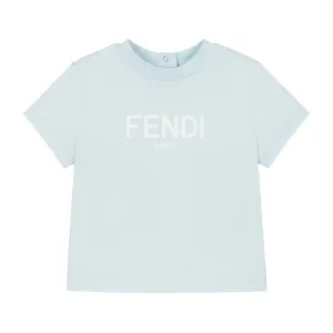 Fendi Baby Unisex Logo Print T-shirt Light Blue 12M #732023