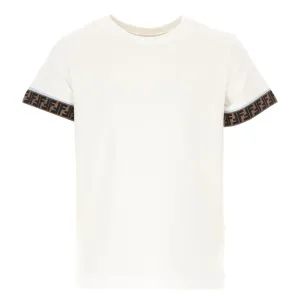 Fendi Kids Cuff Logo T Shirt White 14Y