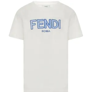 Fendi Unisex Logo T-shirt White 10Y