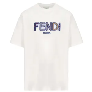 Fendi Unisex Logo T-shirt White 10Y #709942