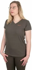 Fox Fishing Camiseta de manga corta Womens V-Neck T-Shirt Dusty Olive Marl/Mauve Fox XL