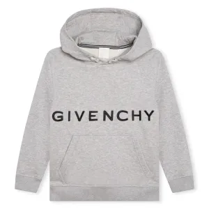 Givenchy Boys Logo Hoodie in Grey 10A Marl 86% Cotton, 14% Polyester - Trimming: 98% 2% Elastane Lining: 100% Cotton