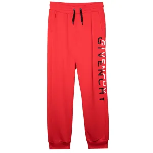 Givenchy Boys Split Logo Sweatpants Red 6Y