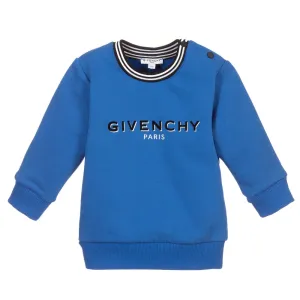 Givenchy Boys Cotton Logo Sweatshirt Blue 2Y