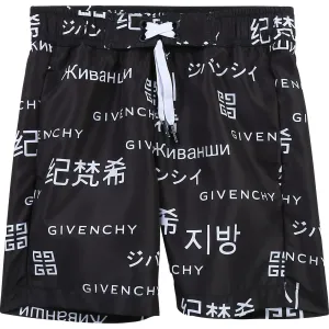 Givenchy Boys Logo Print Swimshorts Black 10Y