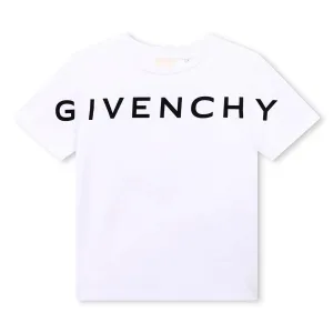 Givenchy Boys Stretched Logo T-shirt in White 04A 100% Cotton - Trimming: 97% Cotton, 3% Elastane