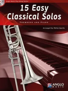 Hal Leonard 15 Easy Classical Solos Trombone and Piano Music Book