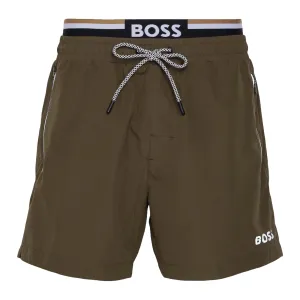 Hugo Boss Mens Logo Swim Shorts Khaki M