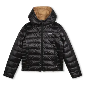 Boss Boys Reversible Jacket in Black Beige 08A 100% Polyamide - Lining: Padding: 90% Down, 10% Feathers