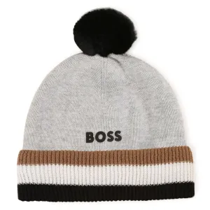 Boss Baby Boys Logo Hat in Grey T1 Chine 100% Cotton - Trimming: Polyester Lining: 95% Polyester, 5% Elastane