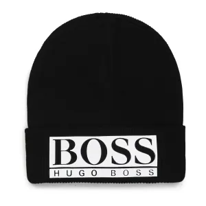Hugo Boss Boys Black Logo Beanie Hat 58 cm