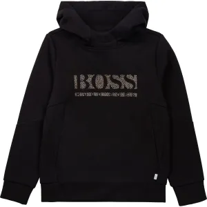 Hugo Boss Boys Black Cotton Logo Hoodie 16Y #371495