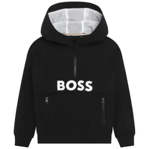 Boss Boys Logo Hoodie in Black 16A 88% Polyamide, 12% Elastane - Trimming: 70% 27% Polyester, 3% Lining: 100% Polyester